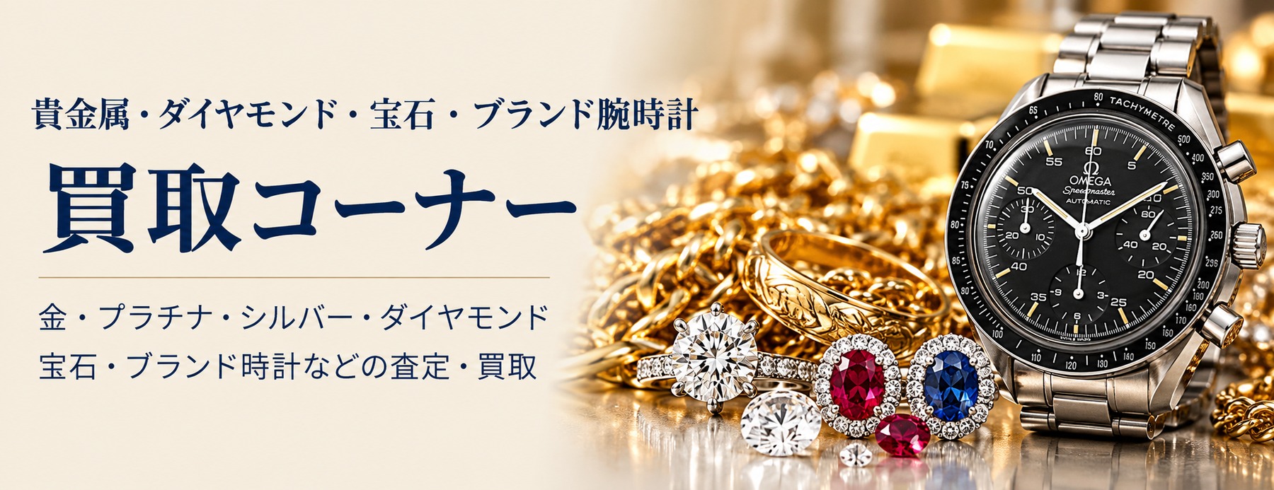 貴金属・ダイヤモンド・宝石・ブランド腕時計 買取コーナー 金・プラチナ・シルバーなどの査定・買取