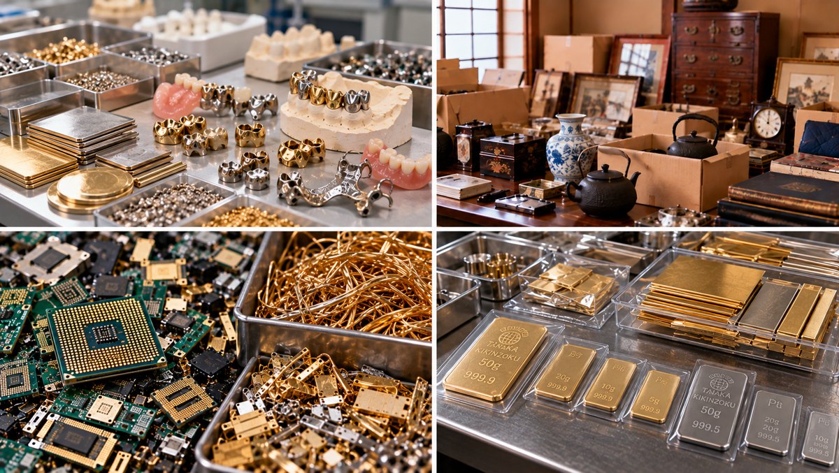 工業用貴金属素材・金プラチナ地金・金属加工部品の法人向け買取